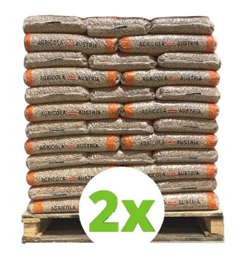 Agricola Austria houtpellets (wit) – EN+A1 2 pallet (120 zak/1800 kg)